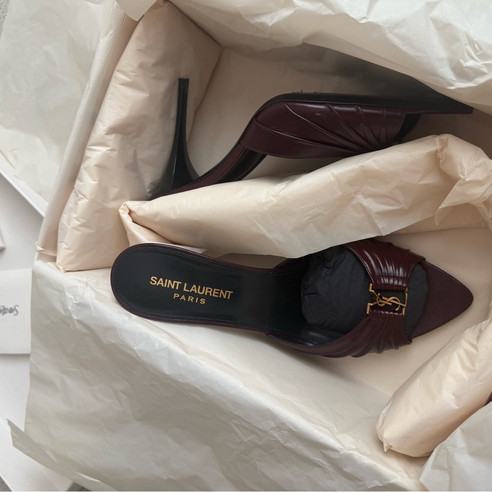 Saint Laurent Dark Burgundy Mules Sz 7 - Picture 4 of 6
